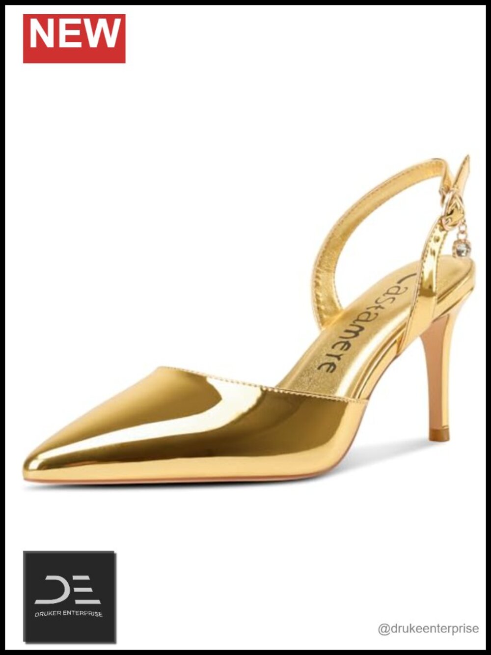 Women's Slingback Stiletto Heels Pointed Toe Dress Pumps Faux Leather 3.2"